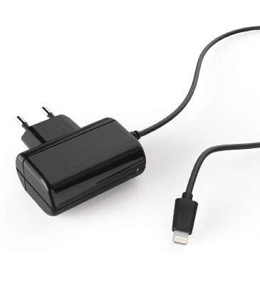 TAP-118B (Black) Apple lightning plug with captive cable wall charger