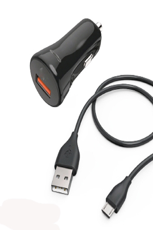 TPQ305 Car charger Micro USB single port LED quick charge 3.0 with Micro USB sync cable